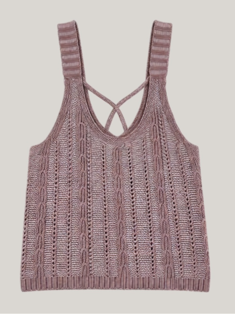 Hollister Open-Knit Crisscross Back Tank - Mauve Pink